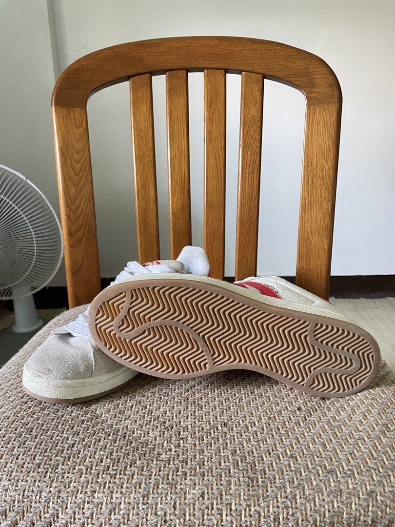 Adidas Campus Suede Red Stripes Sneakers (Category: Sneakers) located in Tabuk. Submitted by auguzaldy177421 (Listing ID 1444110803, Image 3). Description: Shows some signs of use, but plenty of life left napag lumaan na po Size 42 need lang linis box got thrown away.