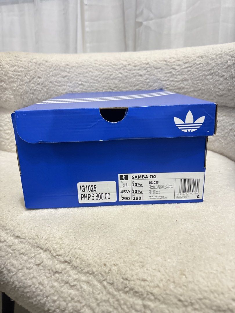 Adidas Samba OG Scarlet Red US SIZE 11 (Category: Sneakers) located in San Mateo. Submitted by nomhuep (Listing ID 1444014729, Image 3). Description: RFS: WRONG SIZE BOUGHT FROM ADIDAS STORE - just tried on never used Adidas Samba OG Color: RED - Size: 11 US / 10.5 UK / 290 JP - Condition: Brand New (Original Box Included) + Invoice - Original Purchase Price: PHP 6,800.00.