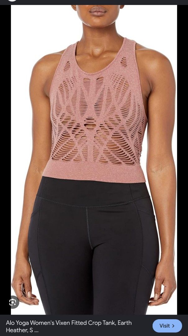 Alo Yoga Vixen Fitted Crop Tank Top Earth Heather S (Category: Activewear) located in Imus. Submitted by darylg88358770 (Listing ID 1444024313, Image 1). Description: - Alo Yoga Vixen Fitted Crop Tank Top - Color: Earth Heather - Features intricate cut-out details throughout - Racerback design - Ideal for yoga and workouts - Size: S the items trifted fresh from bale need wash good condition .