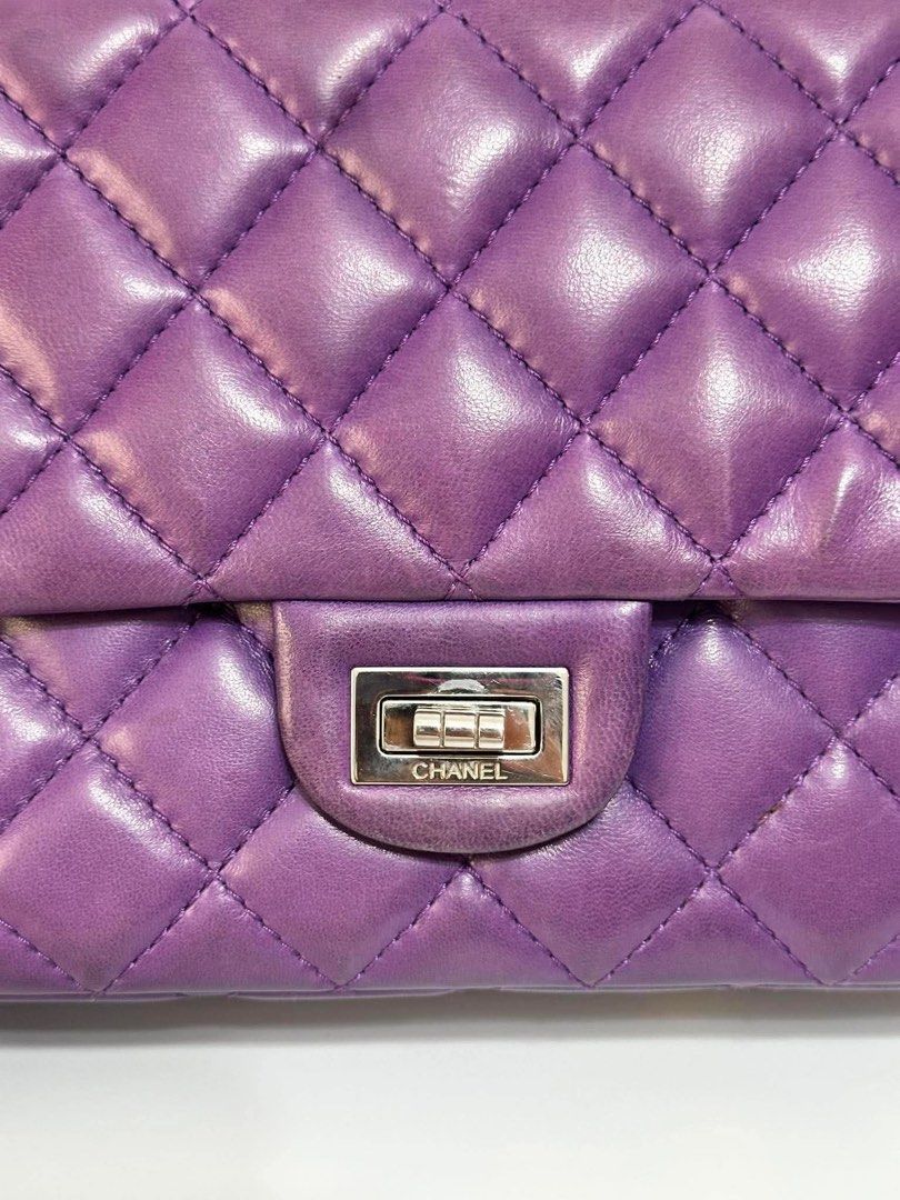 Authentic Chanel Reissue DF Lambskin 11" Purple (Category: Luxury Bags & Wallets) located in Quezon City. Submitted by jhaediah (Listing ID 1376178814, Image 3). Description: ✨✅Very Cheap Reissue DF Lambskin 11" Purple💕6.15.16 with visible signs of wear hence selling low! Series 14, holo intact With provided db, authenticity card .