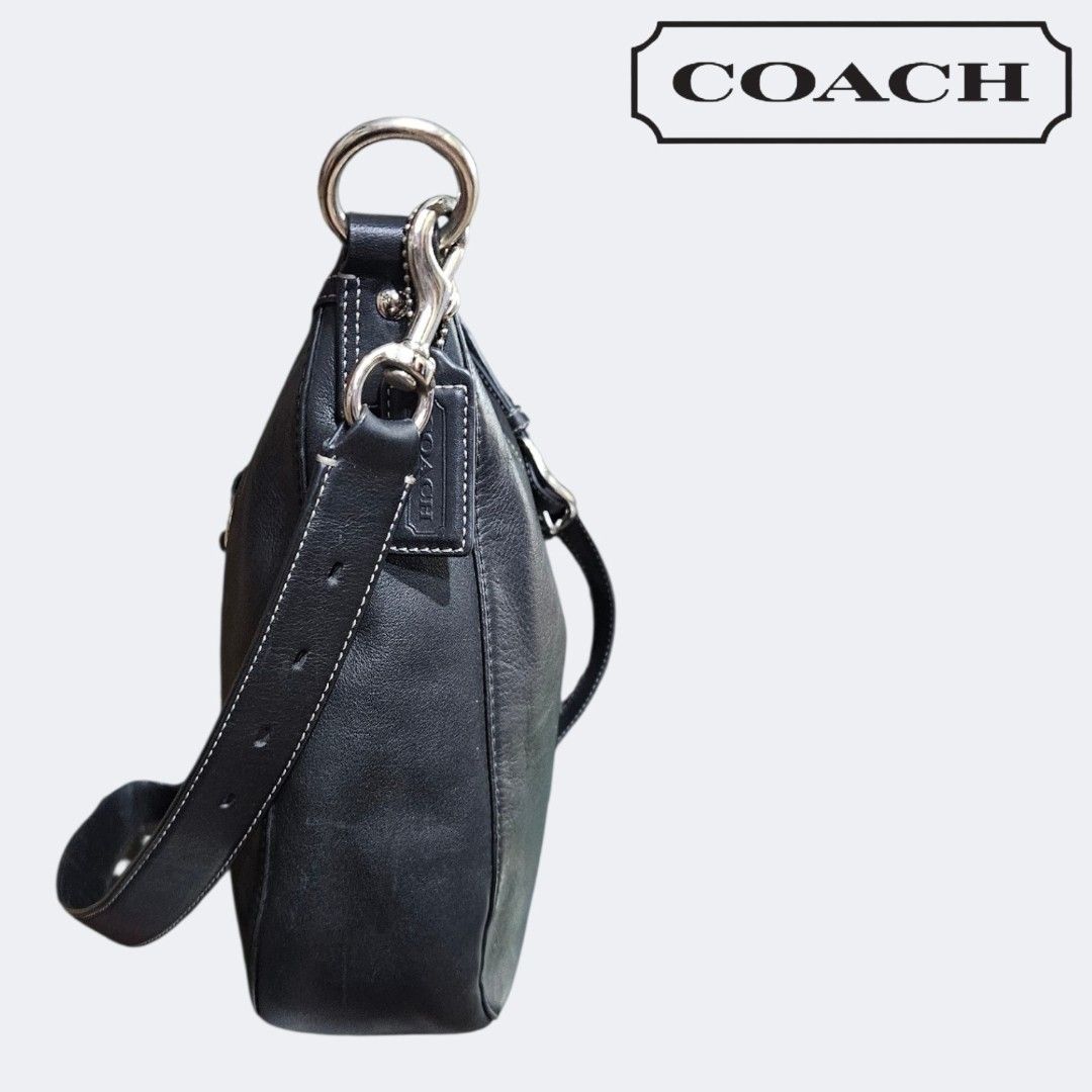 Authentic COACH CHELSEA Cross-body bag (Category: Cross-body Bags) located in Baguio. Submitted by second_handchic (Listing ID 1443959995, Image 3). Description: * authentic vintage COACH CHELSEA cross body/hobo bag * in good condition * with Adjustable strap * material: leather * color: black * hardware: silver tone * measurement: 11" L x 10.5"H x 3"W * see posted pictures for more details.
