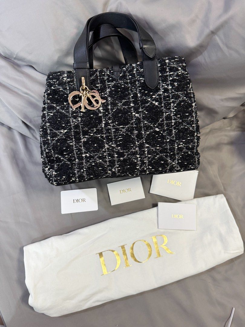 AUTHENTIC Dior Toujours Tweed Tote Bag (Category: Luxury Bags & Wallets) located in Quezon City. Submitted by closetofcoco (Listing ID 1443949295, Image 1). Description: GUARANTEED AUTHENTIC PM FOR INQUIRIES NO LOW BALLING.