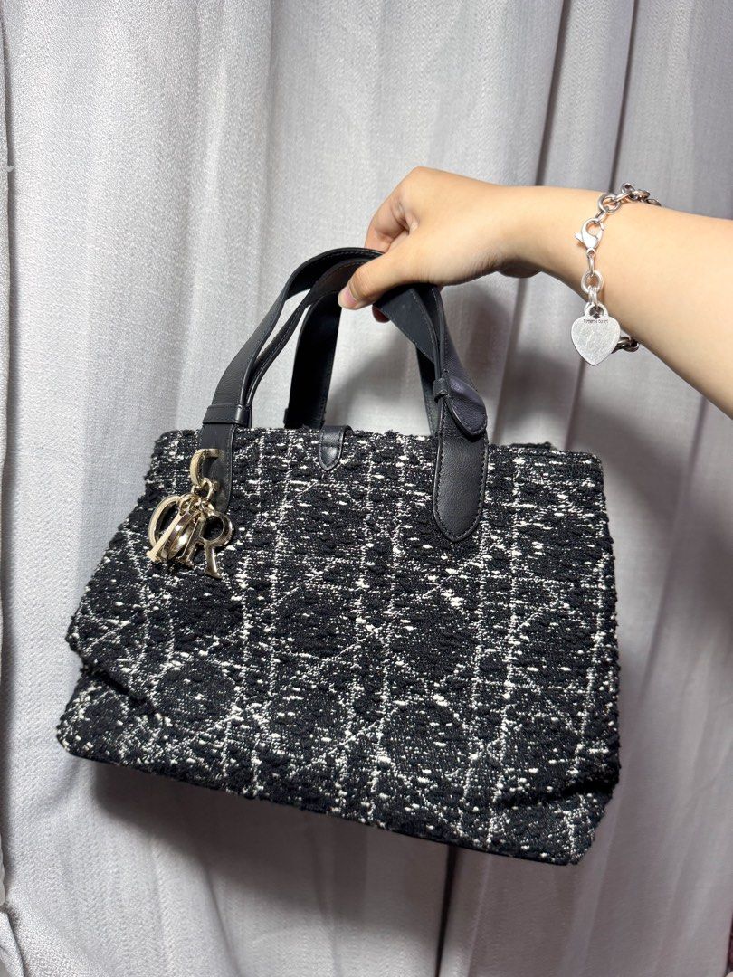 AUTHENTIC Dior Toujours Tweed Tote Bag (Category: Luxury Bags & Wallets) located in Quezon City. Submitted by closetofcoco (Listing ID 1443949295, Image 2). Description: GUARANTEED AUTHENTIC PM FOR INQUIRIES NO LOW BALLING.
