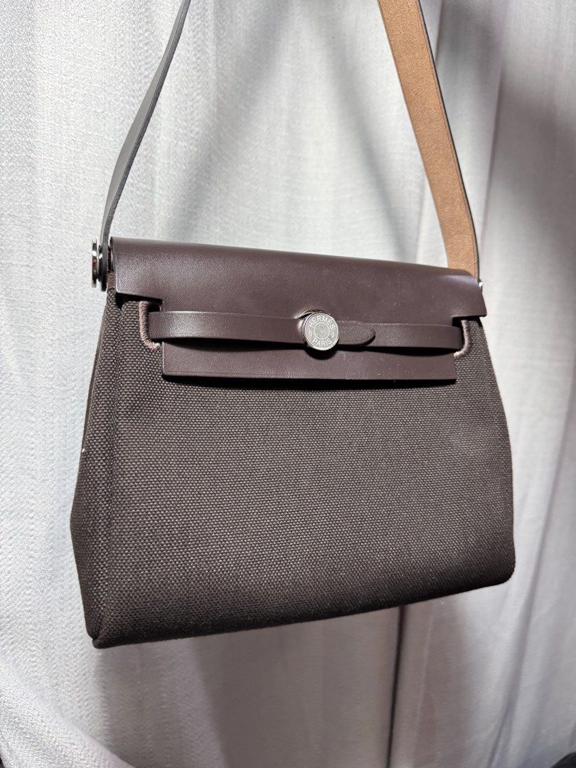 AUTHENTIC Hermes Mini Herbag in Brown Ebene Canvas & Leather (Category: Luxury Bags & Wallets) located in Quezon City. Submitted by closetofcoco (Listing ID 1443939131, Image 2). Description: GUARANTEED AUTHENTIC PM FOR INQUIRIES NO LOW BALLING.