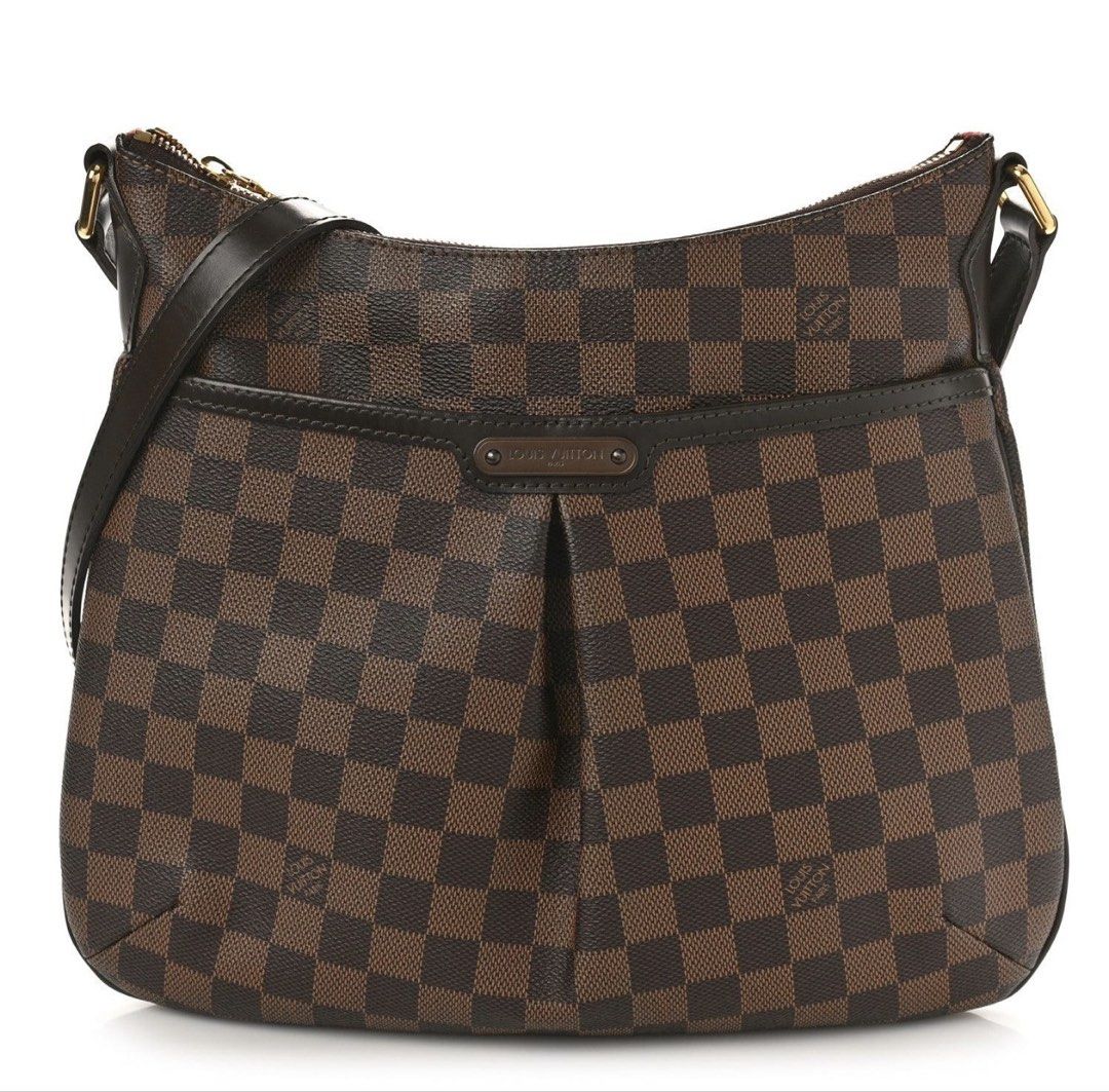 Authentic Louis Vuitton Damier Ebene Bloomsbury (Category: Luxury Bags & Wallets) located in Quezon City. Submitted by purpleblush (Listing ID 1444034613, Image 1). Description: Louis Vuitton Damier Ebene Bloomsbury PM Classic Louis Vuitton shoulder bag in Damier Ebene coated canvas with brown leather trim and gold-tone hardware. Features an adjustable shoulder strap, zip-top closure, spacious interior, and signature front pleated pocket detail. 