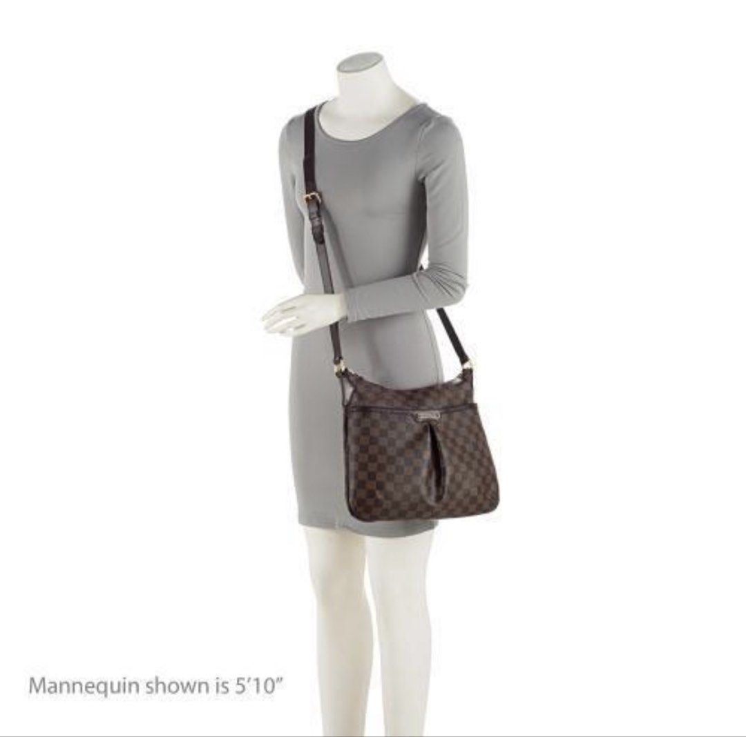 Authentic Louis Vuitton Damier Ebene Bloomsbury (Category: Luxury Bags & Wallets) located in Quezon City. Submitted by purpleblush (Listing ID 1444034613, Image 2). Description: Louis Vuitton Damier Ebene Bloomsbury PM Classic Louis Vuitton shoulder bag in Damier Ebene coated canvas with brown leather trim and gold-tone hardware. Features an adjustable shoulder strap, zip-top closure, spacious interior, and signature front pleated pocket detail. 