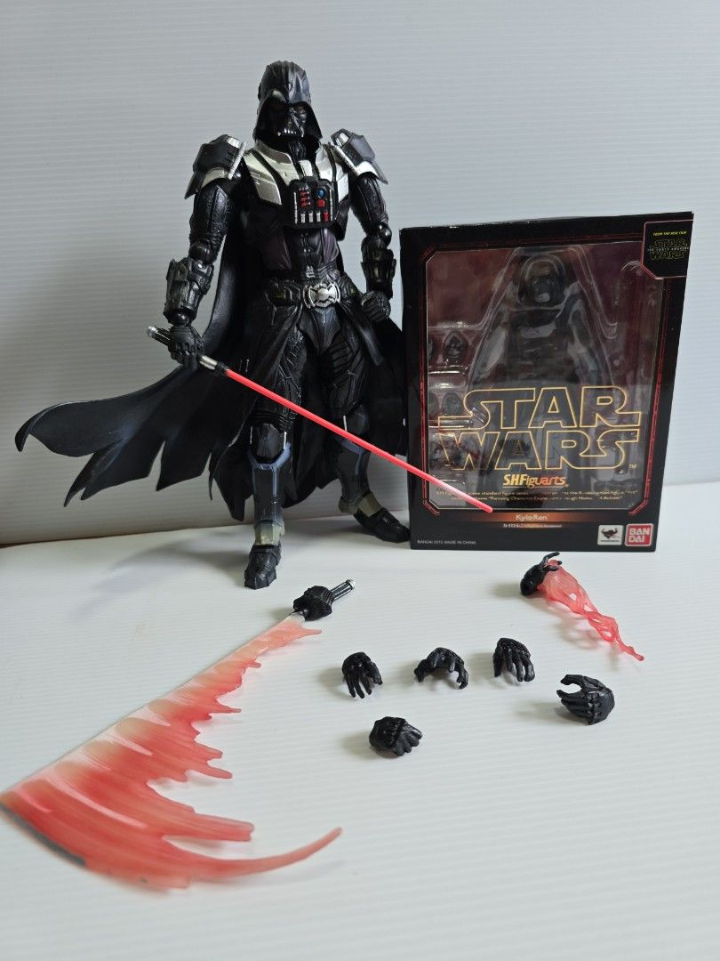 Bandai s.h.figuarts Kylo Ren & PlayArts Darth Vader Action Figure (Category: Toy Figures) located in Singapore. Submitted by gryphon77 (Listing ID 1443943059, Image 1). Description: - Bandai S.H.Figuarts Kylo Ren figure - Darth Vader figure 1/10 scale - Includes interchangeable hands, lightsaber, and effect parts - Original box included - Highly poseable with detailed armor - Ideal for Star Wars collectors.