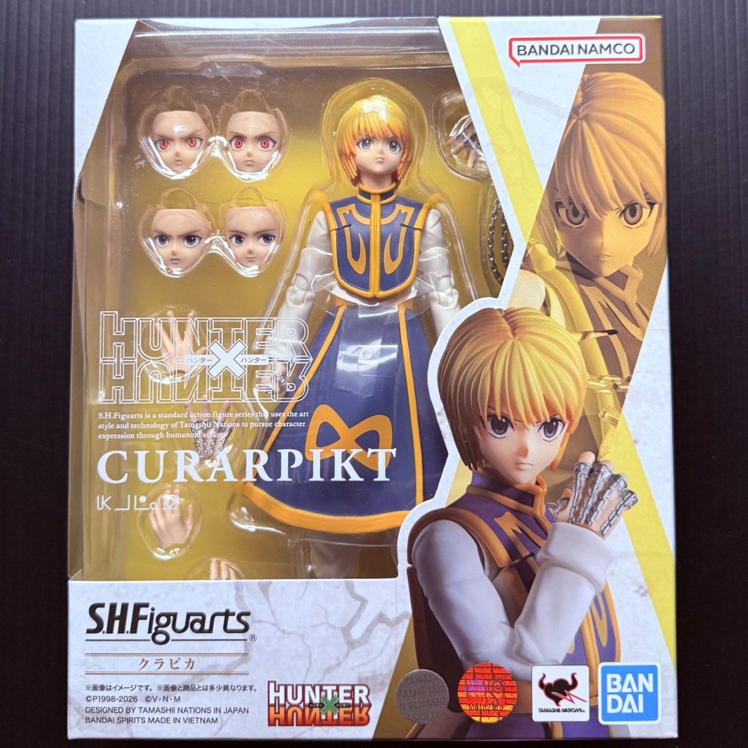 BNIB Bandai Spirits Tamashii Nations s.h.figuarts Hunter x Hunter Kurapika Curarpikt SHF SHFiguarts Action Figure, Authentic, New, Sealed & Unopened in Mint Condition Box (Category: Toy Figures) located in Singapore. Submitted by tudor8 (Listing ID 1444070877, Image 1). Description: Authentic, New, Sealed & Unopened in Mint Condition Fixed price please, thanks 😊 First come first served basis while stocks last :) Items sold are not exchangeable/ 