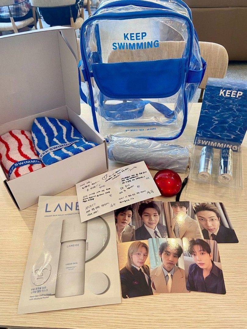 ONHAND - BTS ARMY GIFT DAY 2 WITH TIRTIR (complete) (Category: K-Wave Merchandise) located in Quezon City. Submitted by moon_army (Listing ID 1444034007, Image 1). Description: ONHAND all inclusions. set (can do tingi, see price below) only 2pcs. buyer will shoulder local shipping fee tingi: Bag only with BTS message - 1500 Umbrella - 1500 Perfume with box only - 1500 2 towels with box only - 1500 Laneige only - 500 Tirtir only - 500 Busan pc set