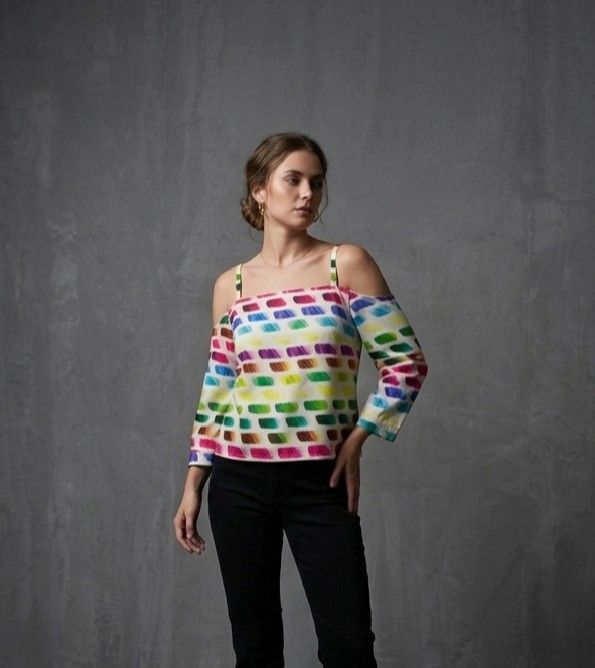 Chanel Iconic Paint Chart Off Shoulder Top (Category: Luxury Apparel) located in Bacolod City. Submitted by luxtrend.ph (Listing ID 1444026830, Image 1). Description: Chanel Iconic Paint Chart Off Shoulder Top •Photos may vary due to lighting✨ •For Women •Size: 38 on tag fits Medium - Large •Condition: Excellent •Issues: Cut 2nd page of washtags •Actual Color: Multicolored •Color Rate: 9.3/10 •Complete tags •Needs wash •₱rice: 1,880 shipped🏷 DM 