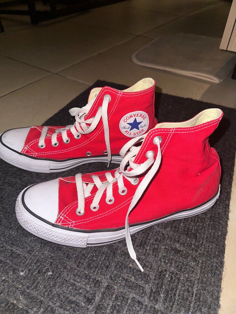 Converse Red High Cut (Category: Sneakers) located in Quezon City. Submitted by danielleflv (Listing ID 1444104781, Image 1). Description: Barely used shoes. Bought last December 2025. .