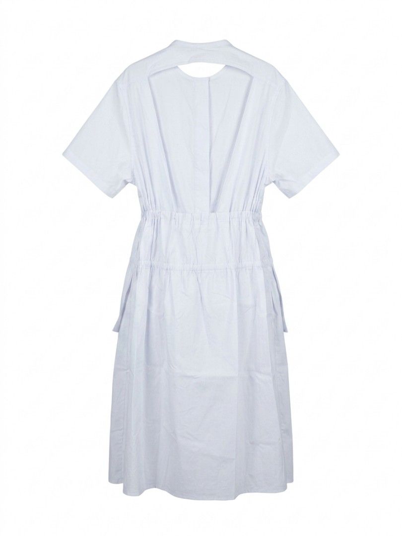COS White Short Sleeve Drawstring Midi Dress (Category: Dresses) located in Mandaluyong City. Submitted by mariel6 (Listing ID 1444095531, Image 1). Description: - light blue midi dress - Adjustable drawstring waist - Button-up front - Two side pockets - Unique back cut-out detail - Ideal for casual wear.