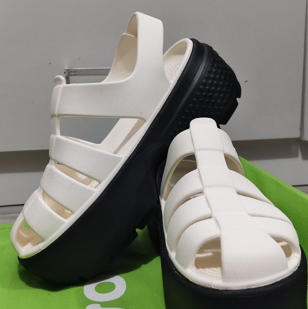 Original Crocs White Fisherman Platform Sandals (Category: Flats & Sandals) located in Imus. Submitted by qeanutdutter (Listing ID 1444102649, Image 3). Description: - White Crocs Fisherman Platform Sandals - Ideal for casual wear. Used once. - Size: 7. I have 24.5cm wide feet, fits me well..
