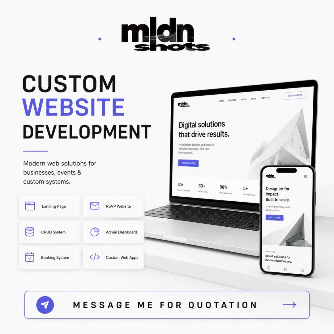 Custom Website & Web System Development (Category: Others) located in Kuala Lumpur. Submitted by akmlsfian (Listing ID 1390768282, Image 1). Description: I am a software developer with 4 years of professional experience, now expanding into freelance web development. While I am still building my freelance portfolio, I am not new to software development. I have experience developing responsive websites, internal systems, dashboards, database-driven
