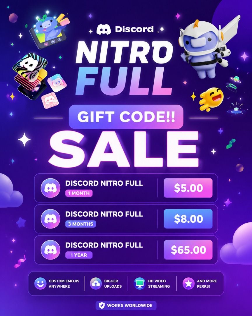 Discord Nitro | Basic (Category: Game Gift Cards & Accounts) located in Singapore. Submitted by revzy (Listing ID 1354602046, Image 1). Description: 🌟 Unlock Ultimate Discord Features with Nitro – Best Prices on Carousell! ✅ Full Nitro with 2 Boosts (Not Basic) ✨ 1 Month: $5 (Trial Code) ✨ 3 Month: $8 (Trial Code) ✨ Yearly: $65 (With Login) ✨ Yearly: $90 (No Login) ✅ No need to log in or provide account details – simply use the Discord card we p