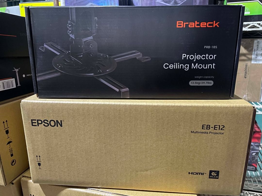 EPSON EB-E12 PROJECTOR 3600 LUMENS XGA free Projector Ceiling Mount (Category: Projectors) located in Quezon City. Submitted by trishaacos82993 (Listing ID 1443976484, Image 1). Description: 3LCD technology for bright, vivid image quality 3,600 lumens of colour and white brightness*1 XGA resolution for clear, detailed images Built-in 2W speakers Extended usage with long lamp life of up to 12,000 hours in Eco model FREE BRACTECK PROJECTOR CEILING 
