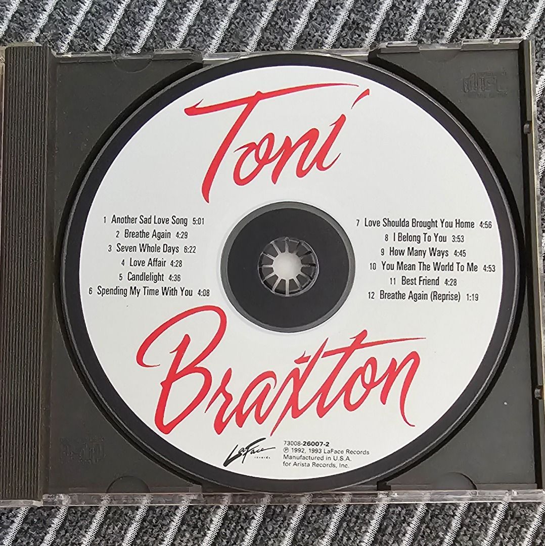 FREE [CD Album] Toni Braxton Self Titled (Category: CDs & DVDs) located in Singapore. Submitted by strangecell (Listing ID 1435281517, Image 3). Description: Thank you for your interest. Get it free with any one item purchase! Please make an offer on the item you would like to buy FIRST 😊🙏 Many more Various Genres: https://www.carousell.sg/p/1253907759 Electronic Dance, EDM, DJ Mix: https://carousell.com/p/1035784902 Easy Listening, Funk Soul, 