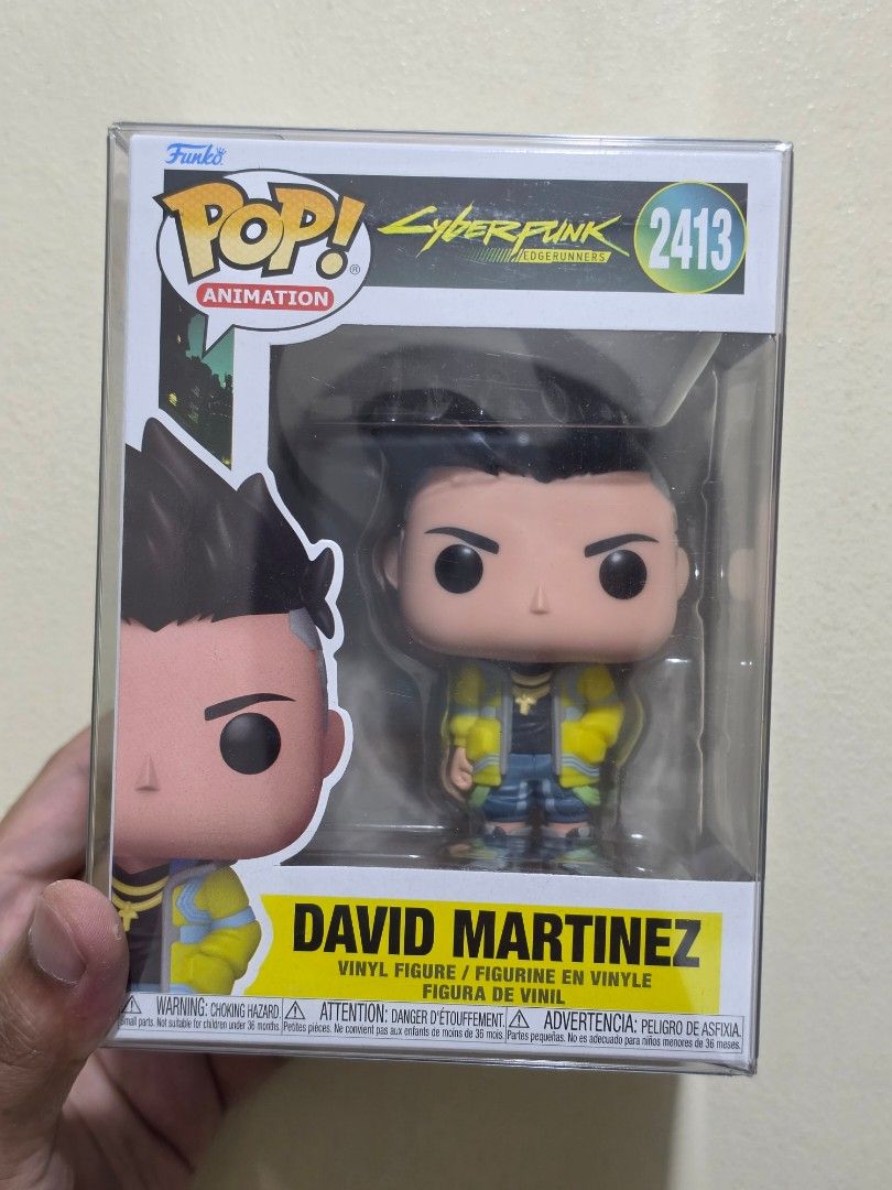 Funko Pop! Cyberpunk Edgerunners David Martinez #2413 (Category: Designer & Blind Box Toys) located in Mandaluyong City. Submitted by alyasbatman (Listing ID 1444068648, Image 1). Description: Funko Pop! Animation - Cyberpunk Edgerunners: David Martinez #2413 Price: P1500.00 Condition: Brand New, NOOB, Boss Protector Included. Modest Box Rating 9.5/10 ❗️❗️METRO MANILA SHIPPING ONLY❗️❗️ ✅️Shipping via Grab/Lalamove, shouldered by Buyer. ✅️MOP - Gc