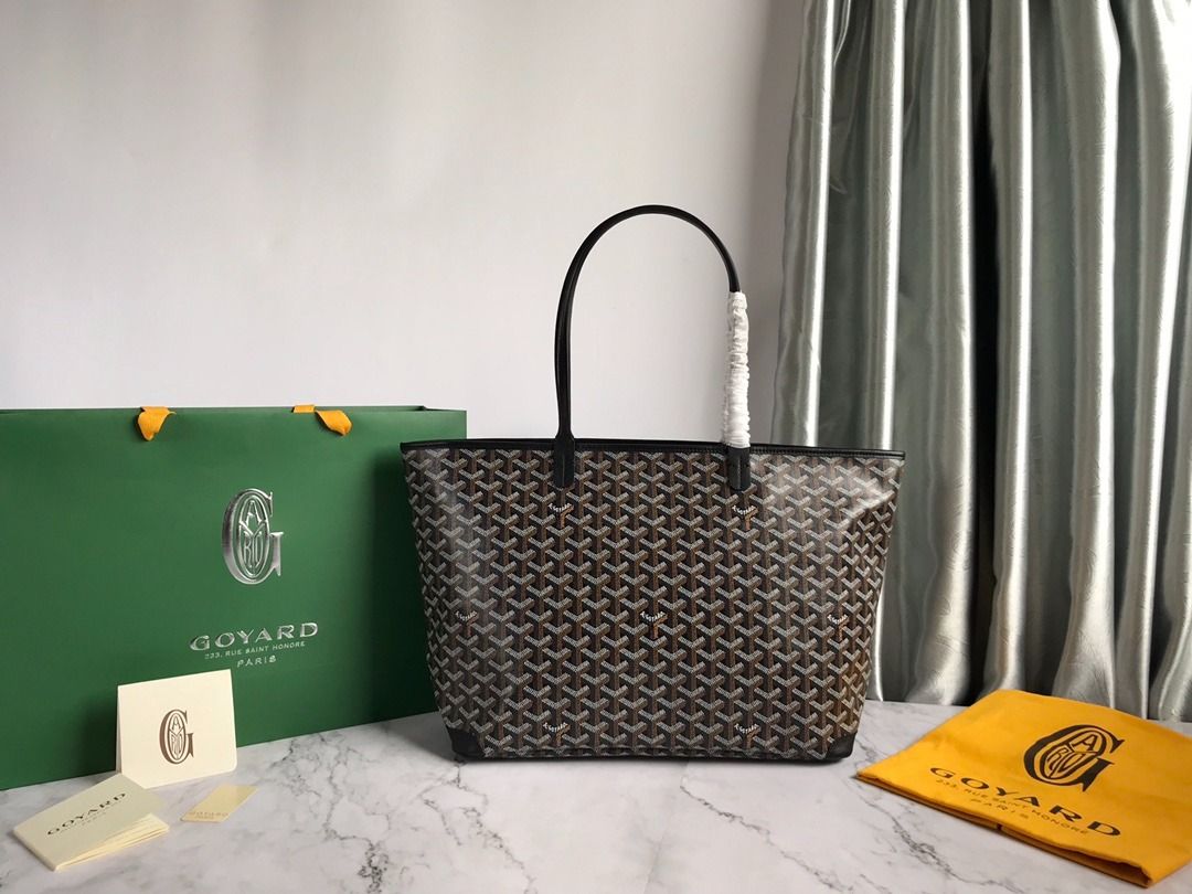 Goyard St. Louis Tote Bag (Category: Luxury Bags & Wallets) located in Quezon City. Submitted by berinavuth82129 (Listing ID 1443974196, Image 1). Description: - Authentic Goyard St. Louis Tote - Iconic all-over print - Black leather trim and handles - Includes dust bag and shopping bag - Spacious interior, ideal for everyday use or travel.