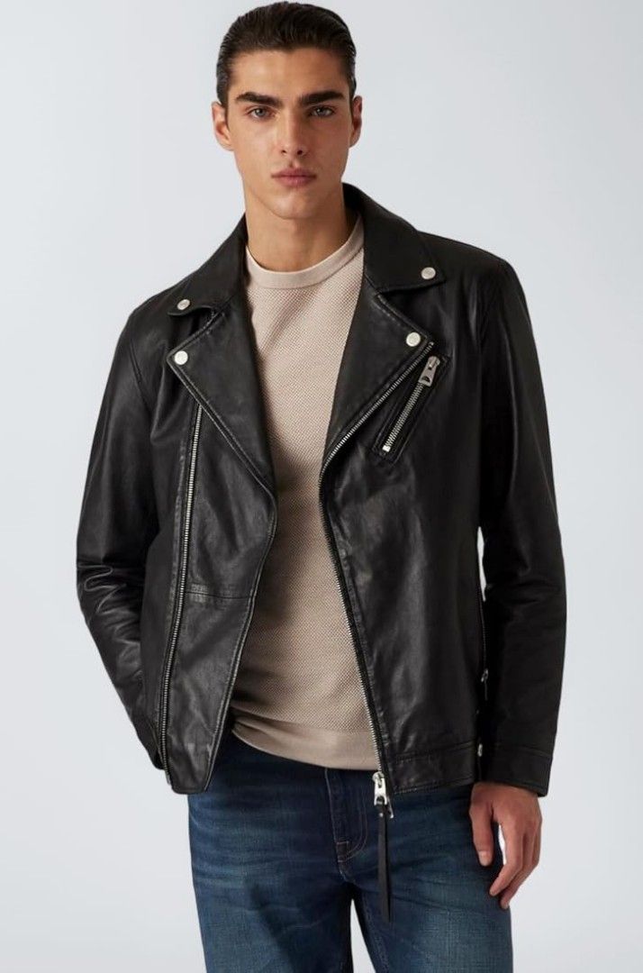 Hare Men's Japan Sheepskin Biker Jacket - Medium (Category: Coats, Jackets and Outerwear) located in Bulacan. Submitted by kennmoldez (Listing ID 1444047919, Image 2). Description: Size: Medium (slim) Dimes: Width 19" | Lenght 25" | Shoulder 17" | Sleeve 25" Condition: Excellent 9/10 Issue: None Mode of payment: Gcash (Payment first) Courier: J&T/Lalamove Location: SJDM, Bulacan Note: Thrifted item, already washed. Please manage your expectations