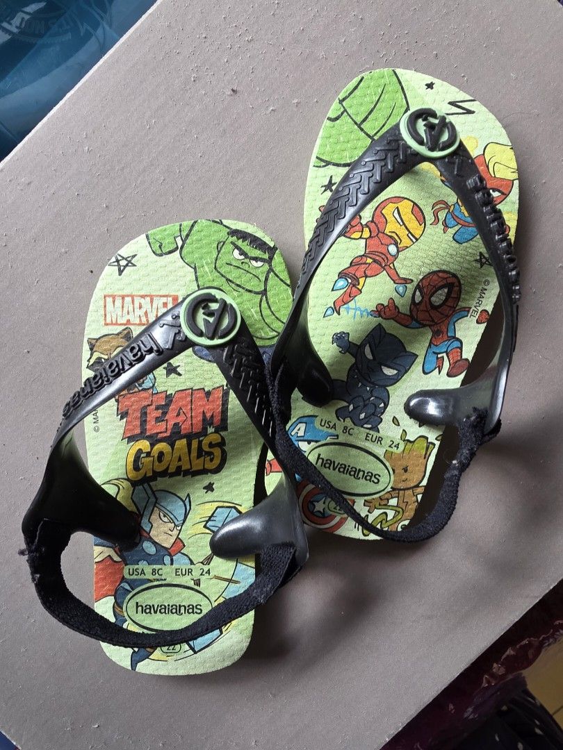 Havaianas Marvel Avengers Kids Flip Flops (Category: Babies & Kids Fashion) located in Manila. Submitted by jgponti (Listing ID 1443943174, Image 1). Description: - Size 8C EUR 24 - 5.5 inches length of outsole - great condition.