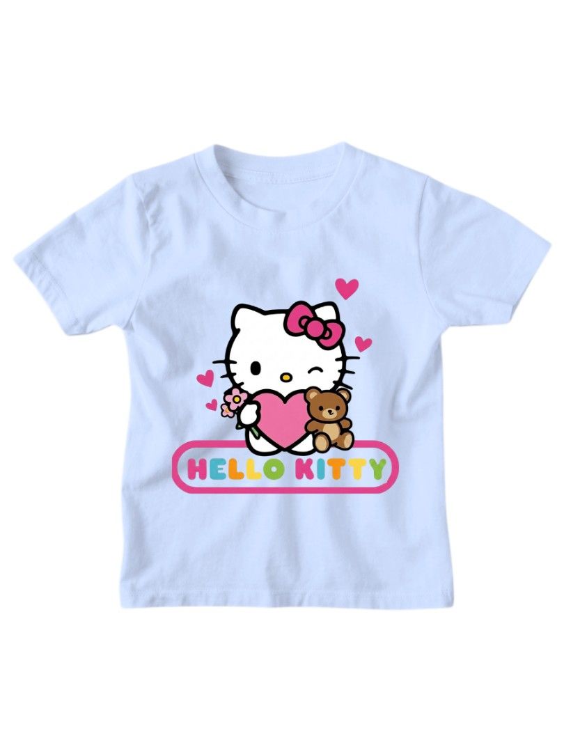 Hello Kitty T-shirt for Kids (Category: Babies & Kids Fashion) located in Banga. Submitted by 9573cf2b7d4cea9d38a963e0f55f65 (Listing ID 1443937252, Image 1). Description: Size: Small (4-5yo) 47 cm Height (Shoulder to Bottom) 53 cm Width (Sleeve to Sleeve) Medium (6-7yo) 50 cm Height (Shoulder to Bottom) 58 cm Width (Sleeve to Sleeve) L arge (8-9yo) 53 cm Height (Shoulder to Bottom) 63 cm Width (Sleeve to Sleeve) XL (10-12yo) 56 cm Height (Should