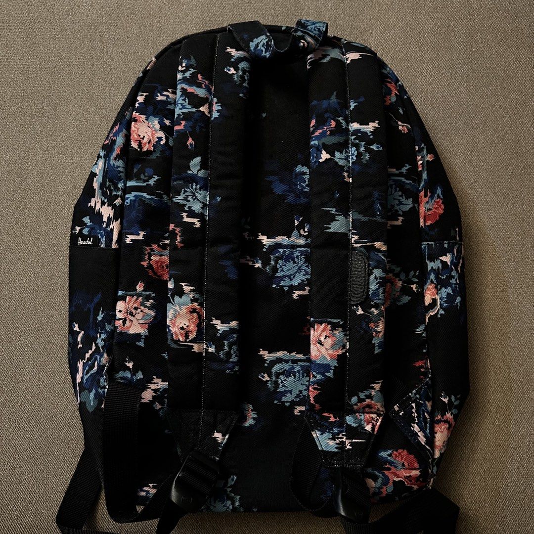 Herschel Supply Co. floral backpack (Category: Backpacks) located in Batangas. Submitted by veevasclutter (Listing ID 1444062453, Image 3). Description: • signature striped lining • padded and adjustable straps • for school, work, or everyday errands.