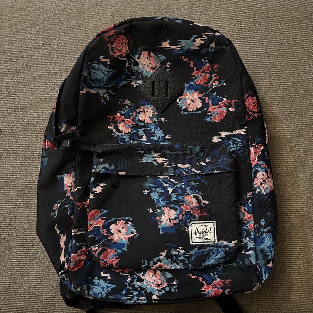 Herschel Supply Co. floral backpack (Category: Backpacks) located in Batangas. Submitted by veevasclutter (Listing ID 1444062453, Image 1). Description: • signature striped lining • padded and adjustable straps • for school, work, or everyday errands.