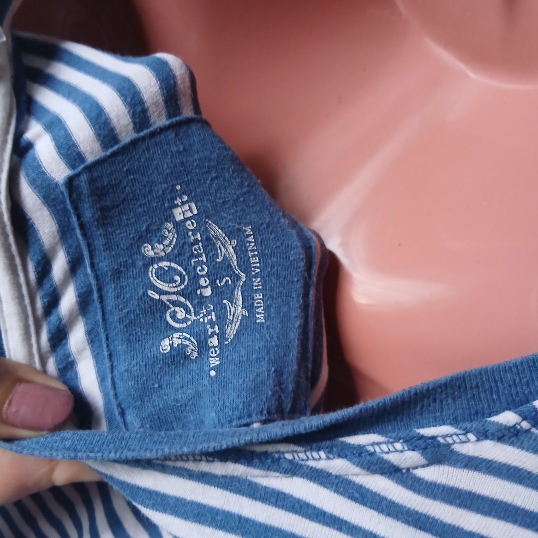 Joloe Grunge Y2K Striped Button Up Top Size (Category: Blouses) located in Badoc. Submitted by gondelions (Listing ID 1443966192, Image 3). Description: - Blue and white striped top from Joloe - Short sleeves - Button-up front - Cute ruffled neckline - Made in Vietnam - Size S - Great for casual wear.