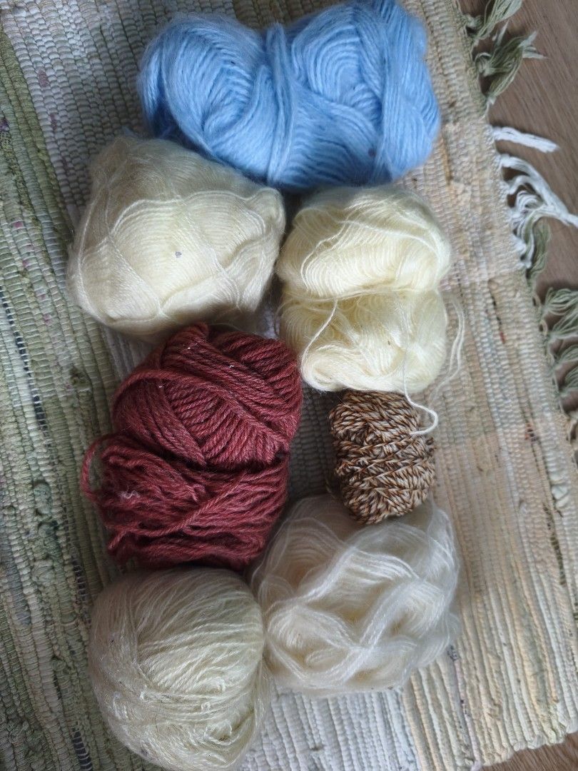 Knitting Yarns and Needles [TAKE ALL] (Category: Craft Supplies & Tools) located in Manila. Submitted by astraea_cloei (Listing ID 1443999040, Image 2). Description: 1 Pack: Cupina Bamboo Needles (Size 10 / 5.1mm) 3 Packs: Assorted Brands (Yacht, Fancy, New Link) in Size 3 (3.0mm) — Great to have spares! 1 Piece: Cream Plastic Weaving Shuttle/Needle assorted knitting yarns.