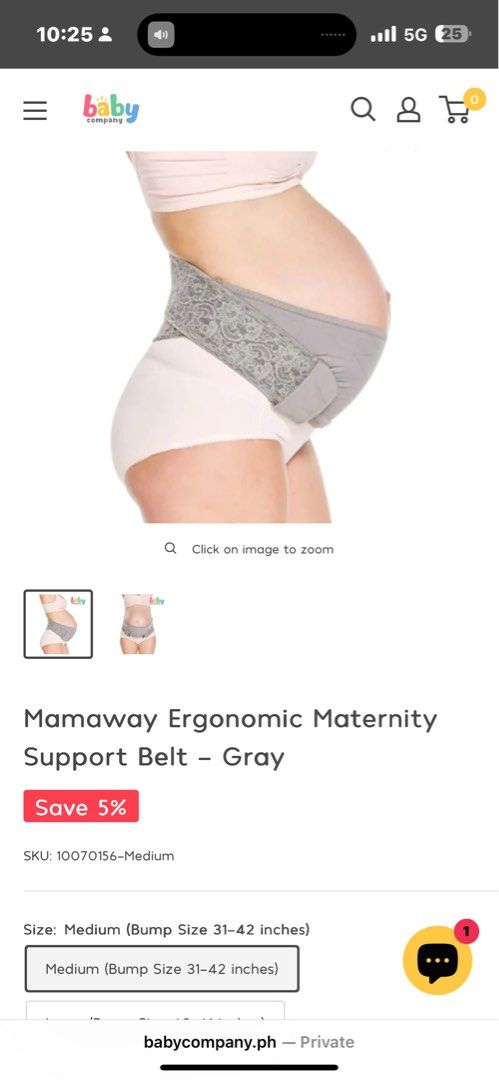Mamaway Ergonomic Maternity Support Belt - Gray (Category: Maternity wear) located in Manila. Submitted by chrmsnts (Listing ID 1443926956, Image 3). Description: - Mamaway Ergonomic Maternity Support Belt - Color: Gray - Size: Medium (fits bump sizes 31-42 inches) This was only used a few times because I was on bedrest. Still in very good condition especially the velcro. Bought at 2,400 from Edamama.