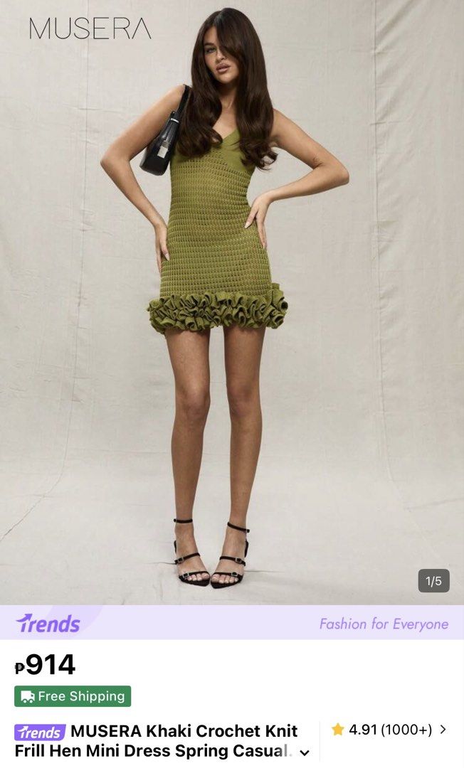 MUSERA Khaki Crochet Beach Mini Dress (Category: Dresses) located in Bacolod City. Submitted by jeeyahsells (Listing ID 1443956072, Image 3). Description: Used once Actual photo posted last part XS on tag can fit XS-S Helping tags: forever21 bershka h&m zara love bonito mini dress cute dress crochet dress beach dress uniqlo.