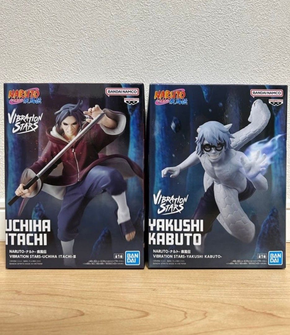 Naruto shippuden Uchiha itachi Yakushi kabuto Vibration stars figures figurines BANDAI NAMCO Banpresto (Category: Toy Figures) located in Singapore. Submitted by yuzu_japanese_toy_shop (Listing ID 1444070493, Image 1). Description: BNIB direct from jp🇯🇵 Both for $46 $25.90 each 🚛Carousell delivery is available at $1.80 only!!!PM if you needed for delivery💞 Buying 2 or more figures or plushies from my listings? I can give you a discount depend