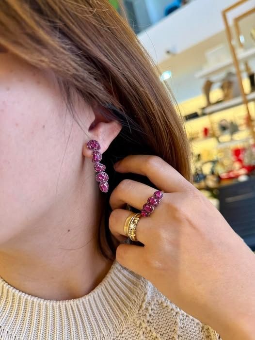 Natural Ruby Earrings & Ring Set (Category: Earrings) located in Baguio. Submitted by asna_taku (Listing ID 1444005324, Image 1). Description: ❤️ Ruby lovers, don’t miss this set ❤️ ✨ Natural Ruby Earrings & Ring Set 💎 925 Silver 📏 Sizes: S8 & S9 💸 ₱10,880 That rich ruby red sparkle is pure elegance—perfect for special occasions or adding a touch of luxury to your everyday look. ❤️ 📩 PM to mine.