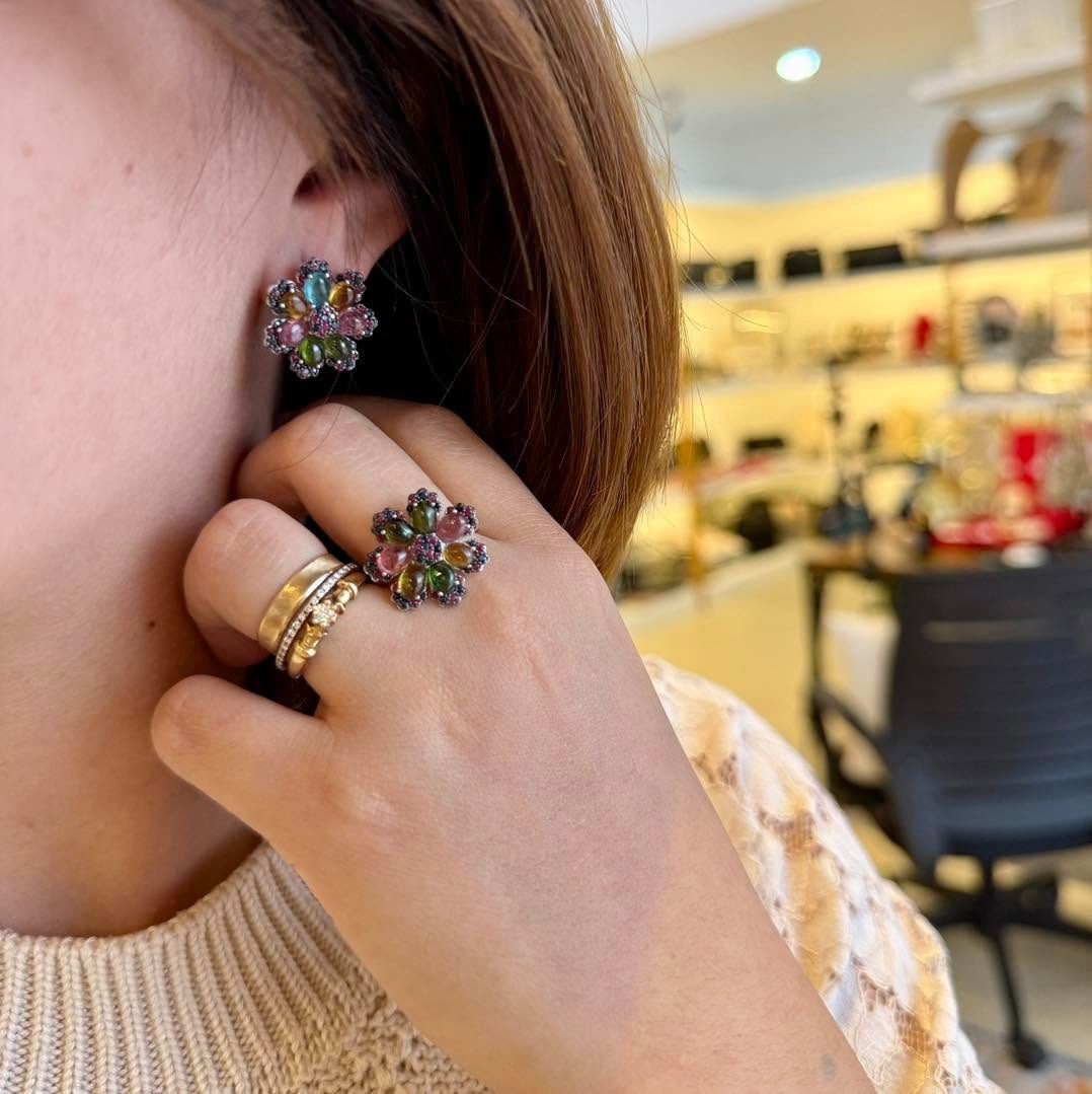 Natural Tourmaline, Ruby & Sapphire Silver Set (Category: Earrings) located in Baguio. Submitted by asna_taku (Listing ID 1444005558, Image 2). Description: 🌸 Not your usual gemstone set. 🌸 A stunning mix of Natural Tourmaline, Ruby & Sapphire in one floral masterpiece. 💖✨ 💍 S7 (2 sets available) Sterling Silver ✨ Matching earrings + ring 💸 ₱15,280 Colorful, elegant, and guaranteed to get compliments. 🌈 📩 PM to mine..