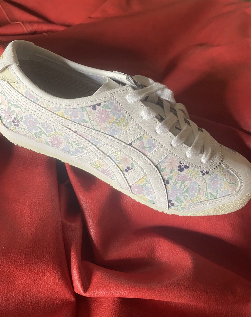 Onitsuka Tiger Mexico 66 Floral Print Sneakers (Category: Sneakers) located in Singapore. Submitted by 2nd_xaround (Listing ID 1443947484, Image 2). Description: - Cute Onitsuka Tiger sneakers - White base with pastel floral print - Classic and comfortable for everyday wear - White laces - Light cream soles - Adds a pop of color to any outfit.