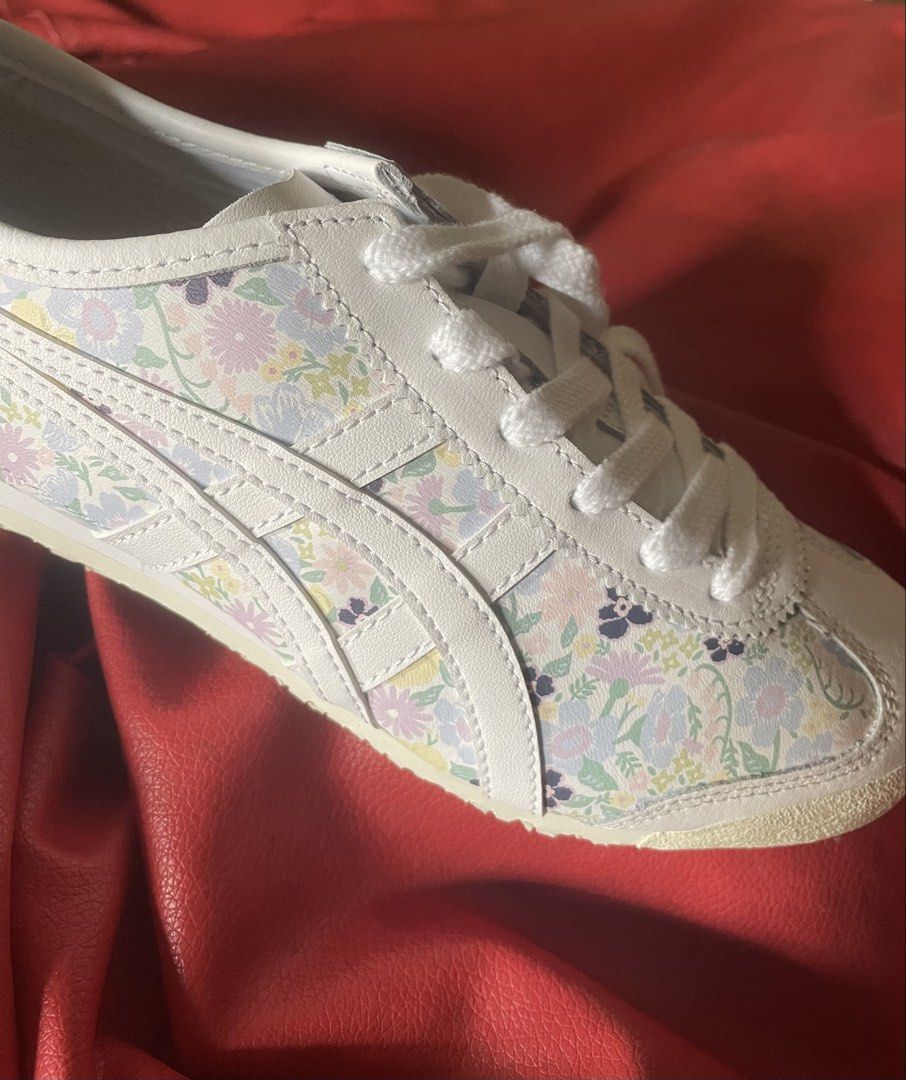 Onitsuka Tiger Mexico 66 Floral Print Sneakers (Category: Sneakers) located in Singapore. Submitted by 2nd_xaround (Listing ID 1443947484, Image 3). Description: - Cute Onitsuka Tiger sneakers - White base with pastel floral print - Classic and comfortable for everyday wear - White laces - Light cream soles - Adds a pop of color to any outfit.