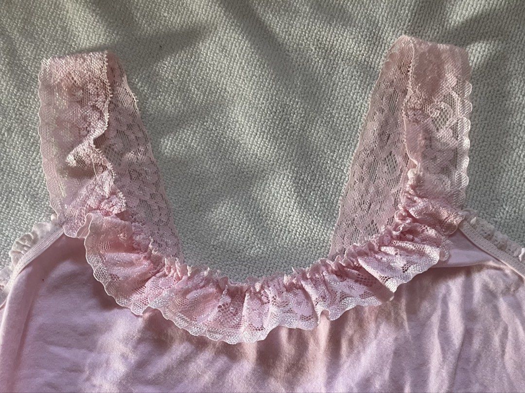 pink lace coquette strappy top (Category: Sleeveless) located in Paniqui. Submitted by chewwi (Listing ID 1443992139, Image 2). Description: very cute pink top ^^ xs-s DM me for ww >< MOP:GCASH MOD:JNT.