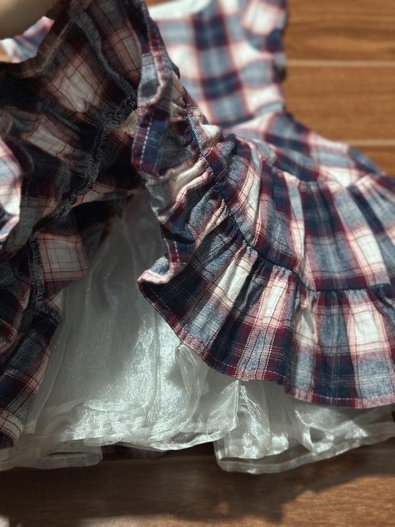 Rainbow Stitches Plaid Ruffle Dress with Bow (Category: Babies & Kids Fashion) located in San Fernando. Submitted by donaborj (Listing ID 1443997240, Image 3). Description: - Brand: Rainbow Stitches - Style: Plaid dress - Features: Short sleeves, tiered ruffle skirt, back bow tie - Lining: Inner lining with slight crinoline for volume - Occasion: Great for parties or casual wear.
