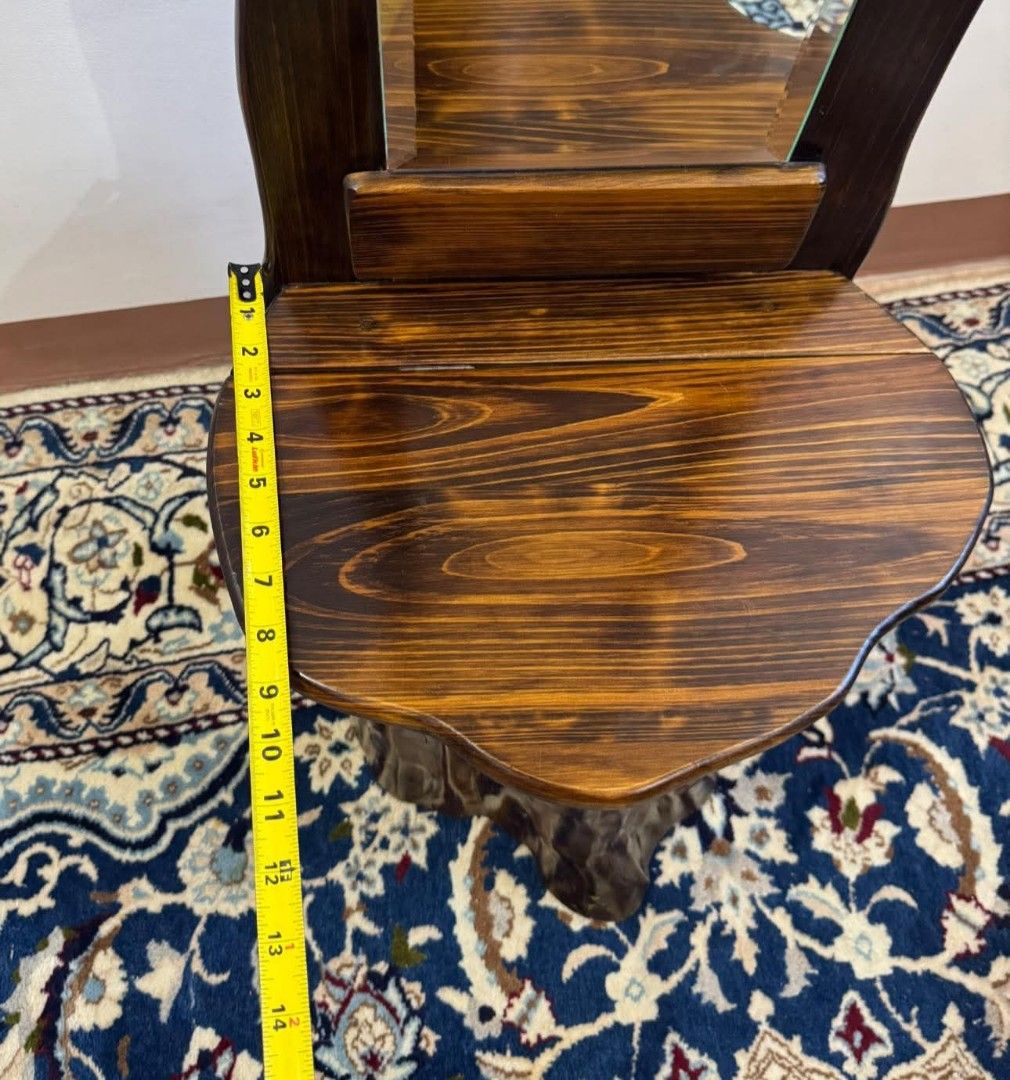 Rinrinbachi Full Length Mirror with Storage (Category: Mirrors) located in Quezon City. Submitted by dannikkishoppe2 (Listing ID 1444006565, Image 3). Description: Rinrinbachi Full Length Mirror with Storage ‼️₱14000‼️ Handmade by skilled artisans from solid cypress wood Made in Japan the log was shaped into a small lid with a storage space for small items In good condition - minimal scratches Please manage your expectations as there might be min