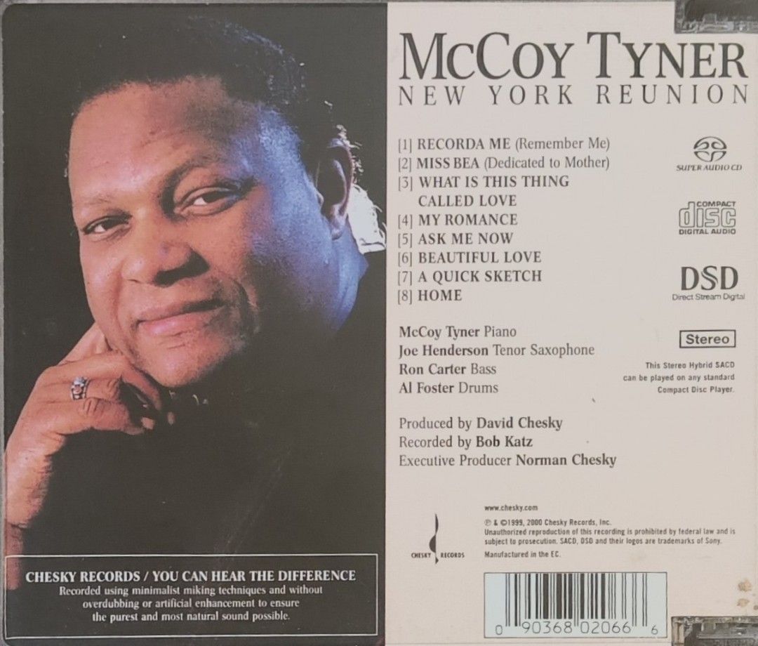 SACD McCoy Turner Quartet (Category: Vinyls) located in San Juan City. Submitted by guev168 (Listing ID 1444058785, Image 2). Description: McCoy Turner Quartet New York Reunion McCoy Turner Joe Henderson Ron Carter Al Foster.