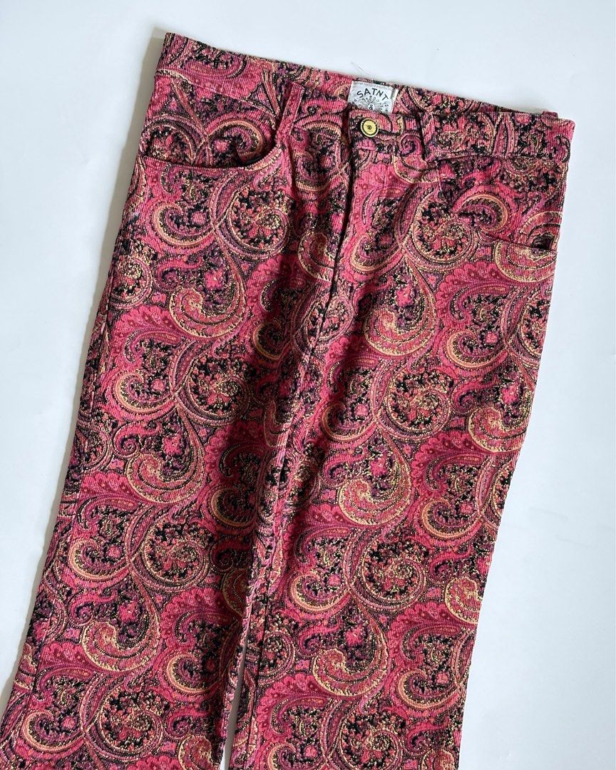 SAINT & MARTN Paisley Flare Pants (Category: Other Bottoms) located in Tarlac. Submitted by kr_closet (Listing ID 1444013055, Image 2). Description: - Cool paisley print pants from SAINT & MARTN. - Features a stylish flare leg. - Fabric has a subtle sheen for added flair. - Designed for a statement-making look. - Convenient button and zip closure at the front..
