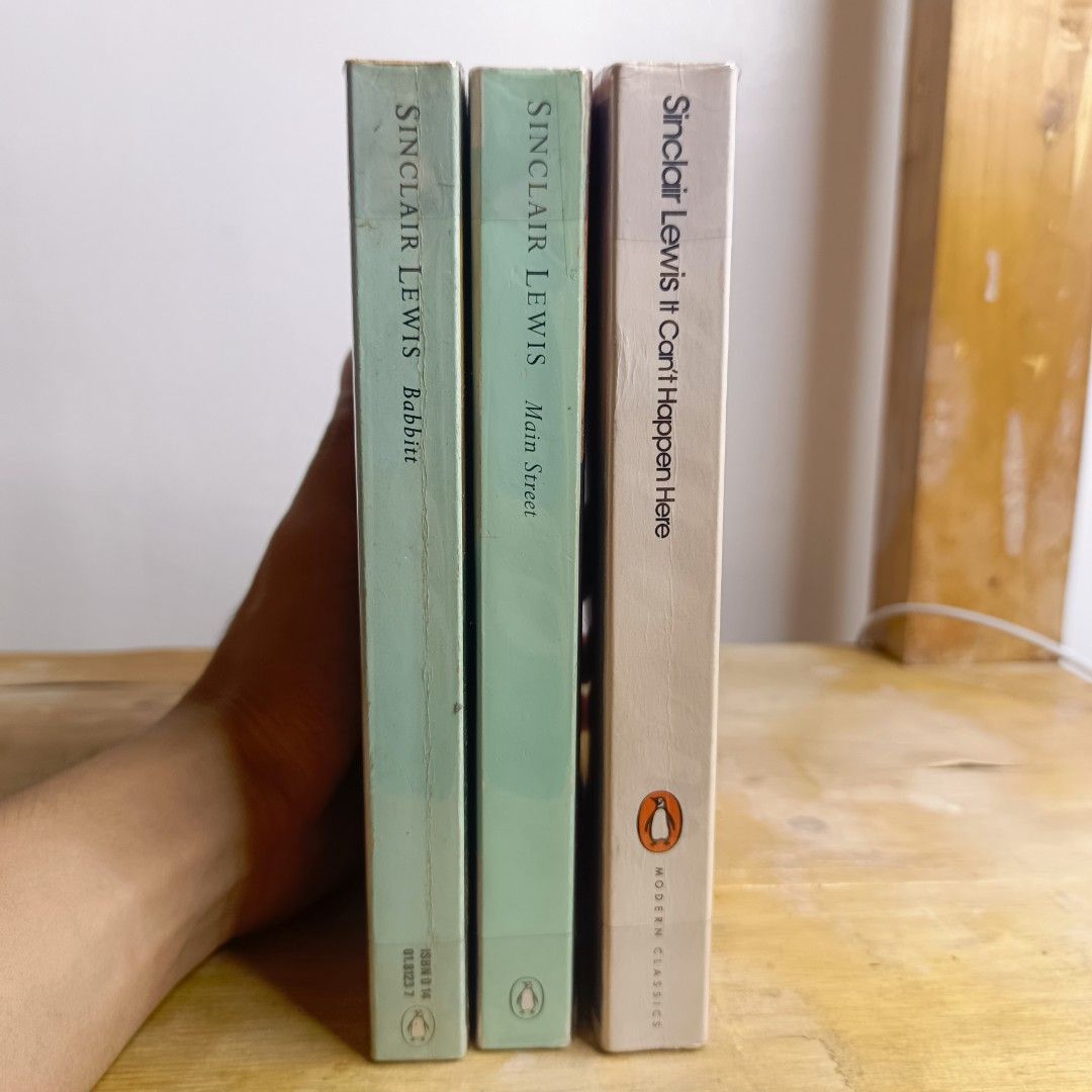 [Set] Sinclair Lewis Penguin Twentieth-Century Classics Books (Category: Storybooks) located in Manila. Submitted by shelfenjoyment (Listing ID 1444037347, Image 3). Description: Selling three books by Sinclair Lewis. Titles are Babbitt, Main Street, and It Can't Happen Here. All are Penguin Twentieth-Century Classics editions. Great reads for anyone interested in classic American literature. Some light wear on the covers but pages are clean. Sel
