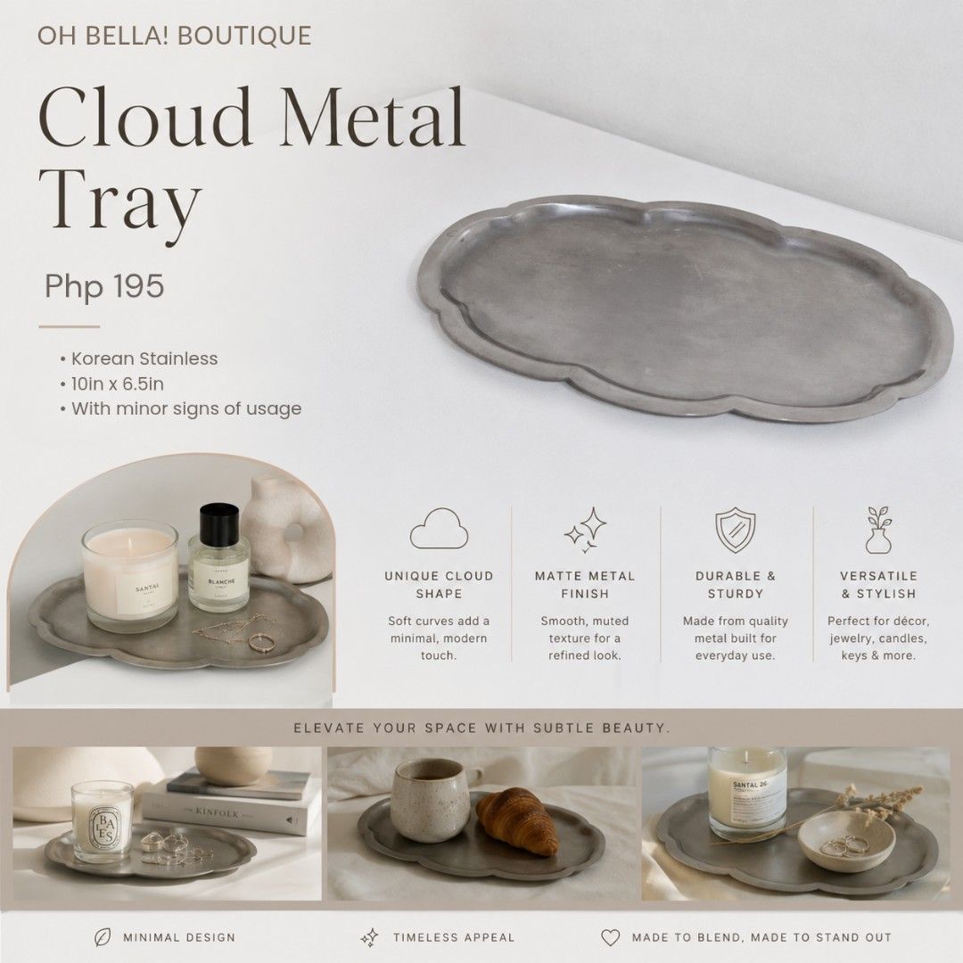 Small Korean Stainless Serving Tray (Category: Other Kitchenware & Tableware) located in Muntinlupa City. Submitted by ohbellaboutique.ph (Listing ID 1443191667, Image 1). Description: • Korean Stainless • 10in x 6.5in • With minor signs of usage • Can be used to serve desserts or fruits.