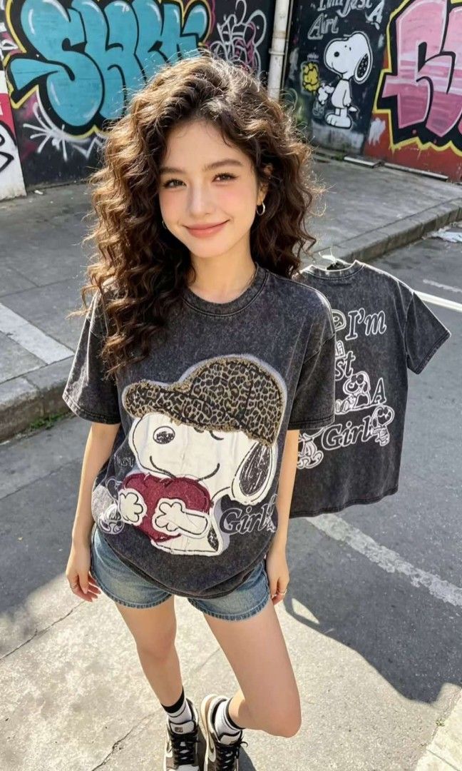 Snoopy cotton t-shirt (Category: Blouses) located in Manila. Submitted by raredeer-4deb4e (Listing ID 1443927592, Image 3). Description: can fit upto xl.