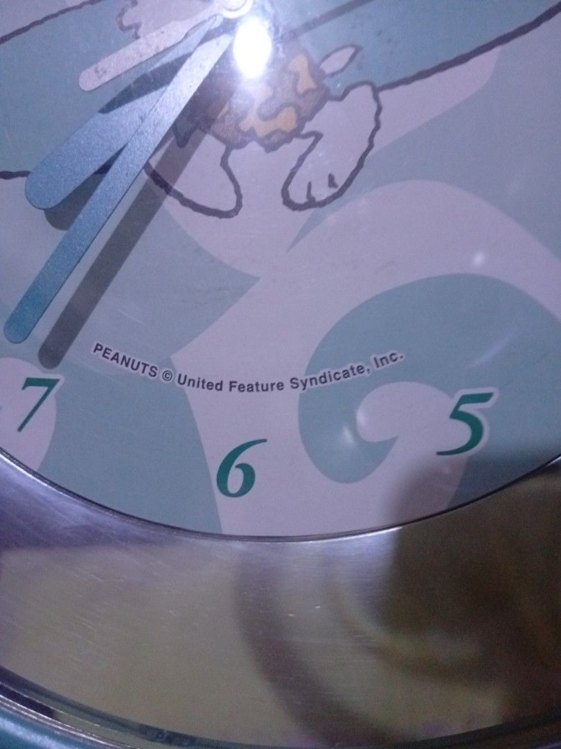 Snoopy Peanuts Wall Clock (Category: Clocks) located in Caloocan City. Submitted by lolacel (Listing ID 1444031441, Image 2). Description: Snoopy surfing design in Light aqua frame. uses AA batteries for for Snoopy enthusiasts or as a gift accurate timing, Clock mechanism visible from the back Japanese surplus.