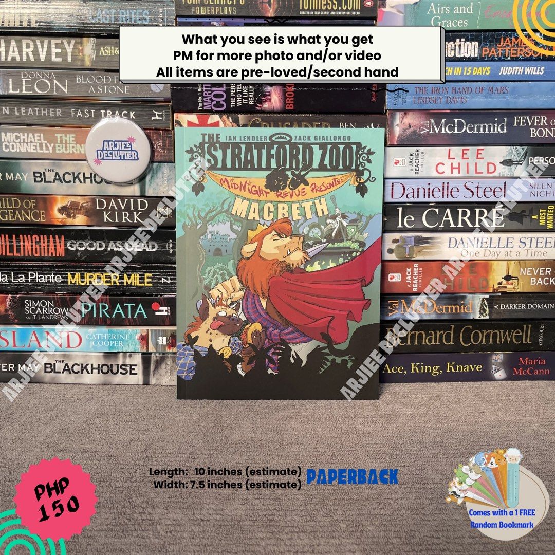 (PRICE DROP) Stratford Zoo Presents Macbeth (Category: Storybooks) located in Tayabas. Submitted by arjieedeclutter (Listing ID 1443912966, Image 1). Description: For Transaction visit Arjiee Declutter on EPBI and there is also an individual posting for the condition of the posted product 🧾MOP: Gcash (PAYMENT FIRST) 📦MOD: 🍊 and ⚫️ app for SHIPPING CHECK OUT ONLY/J&T (direct)/LBC/Flash Express Reservation “WITHIN 24 HOURS” upon invoice All item