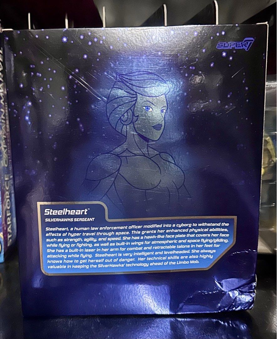 Super7 Ultimates Silver Hawks Steelheart (Category: Figurines & Statues) located in Binan City. Submitted by elf.0000 (Listing ID 1443952972, Image 2). Description: P4,400.00 plus sf Sealed and brand new but box is not in mint or perfect condition Damaged on lower right part of the box, figure is not affected Payment via gcash Ship thru j&t.