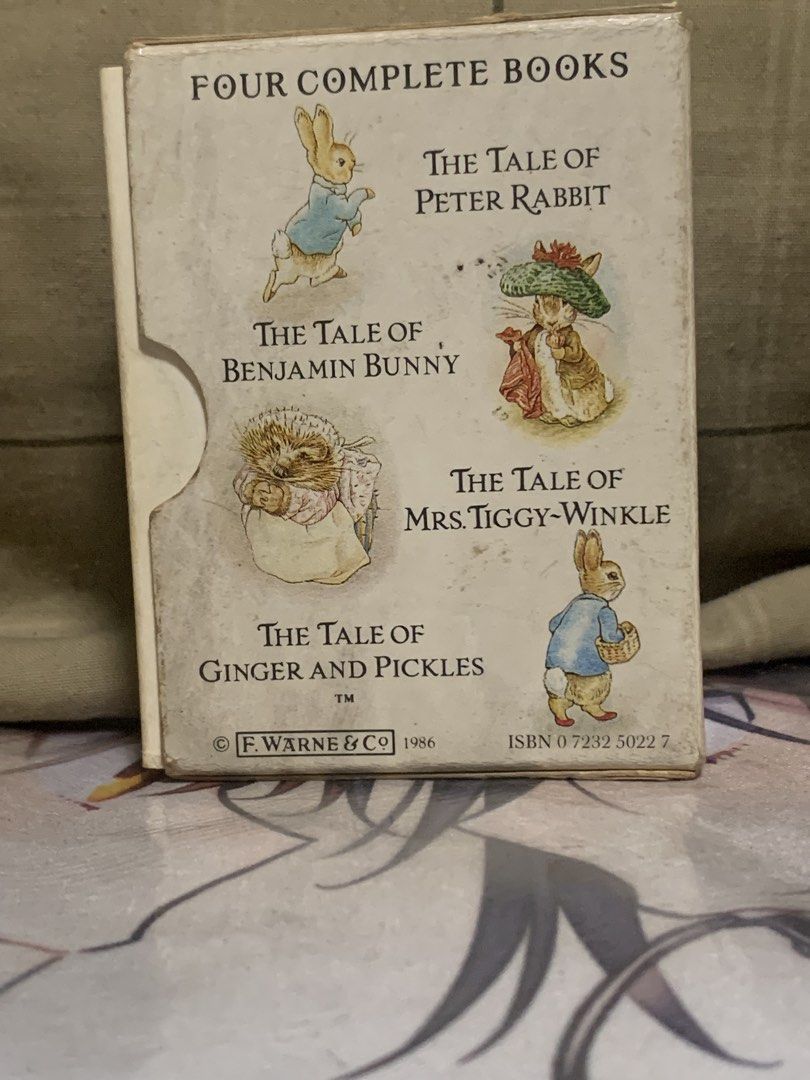 The Original Peter Rabbit Miniature Collection by Beatrix Potter (Please description) (Category: Storybooks) located in Manila. Submitted by inari05 (Listing ID 1443962902, Image 3). Description: - Complete set of 4 miniature books from The Original Peter Rabbit Collection. - Titles included: The Tale of Peter Rabbit, The Tale of Benjamin Bunny, The Tale of Mrs. Tiggy-Winkle, and The Tale of Ginger and Pickles. - All books are by the beloved auth