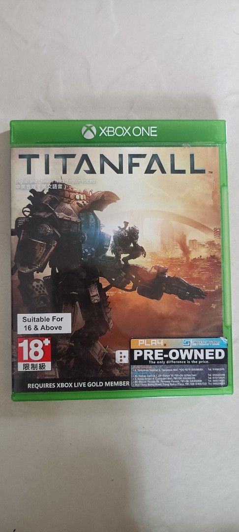 Titanfall Xbox One Pre-Owned Game (Category: Xbox) located in Manila. Submitted by msveryangry (Listing ID 1443913414, Image 1). Description: - Pre-owned copy of Titanfall for Xbox One - Rated 18+ (suitable for ages 16 and above) - Requires Xbox Live Gold membership to play - Classic shooter experience.